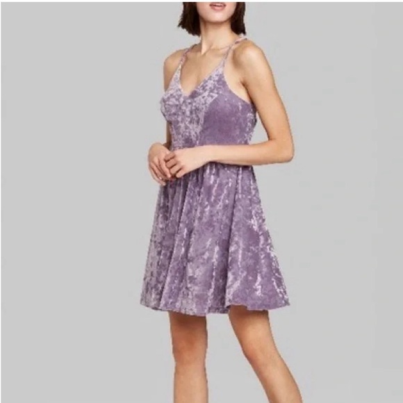 NWOT - Wild Fable Lavender Suede Velvet Flowy Mini Dress - Picture 2 of 6